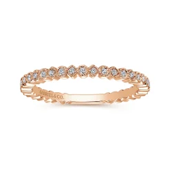 Hot Gabriel & Co. 14K Rose Gold Scalloped Stackable Diamond Band Ring