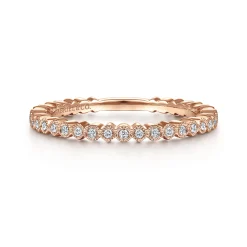 Hot Gabriel & Co. 14K Rose Gold Scalloped Stackable Diamond Band Ring