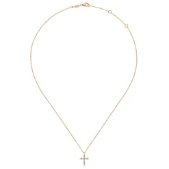 Best Gabriel & Co. 14K Rose Gold Sculpted Diamond Cross Pendant Necklace