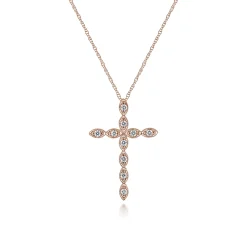 Discount Gabriel & Co. 14K Rose Gold Segmented Diamond Cross Necklace