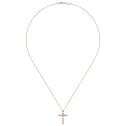 Discount Gabriel & Co. 14K Rose Gold Segmented Diamond Cross Necklace