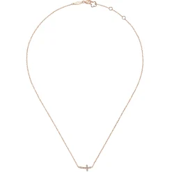 Discount Gabriel & Co. 14K Rose Gold Sideways Curved Diamond Cross Necklace