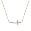 Clearance Gabriel & Co. 14K Rose Gold Sideways Curved Diamond Cross Necklace