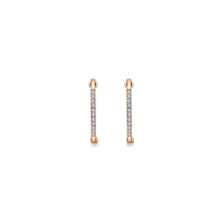 Hot Gabriel & Co. 14K Rose Gold Tiger Claw Set Diamond 15mm Round Huggie Earrings