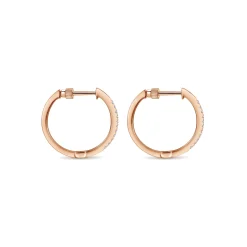 Hot Gabriel & Co. 14K Rose Gold Tiger Claw Set Diamond 15mm Round Huggie Earrings