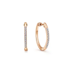 Hot Gabriel & Co. 14K Rose Gold Tiger Claw Set Diamond 15mm Round Huggie Earrings