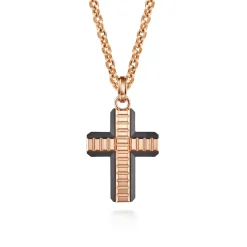 Online Gabriel & Co. 14K Rose Gold Titanium Cross Mens Pendant