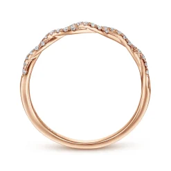 Discount Gabriel & Co. 14K Rose Gold Twisted Diamond Stackable Ring