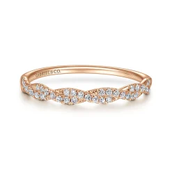 Discount Gabriel & Co. 14K Rose Gold Twisted Diamond Stackable Ring