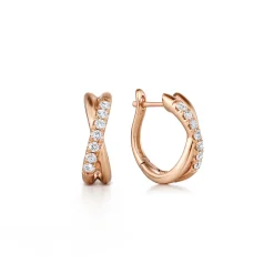 Sale Gabriel & Co. 14K Rose Gold Twisted 15mm Diamond Huggies