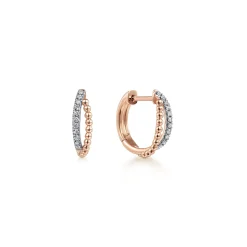Outlet Gabriel & Co. 14K Rose Gold Twisted Pave Diamond Huggies