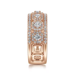New Gabriel & Co. 14K Rose Gold Wide Diamond Anniversary Band - 1.05 ct
