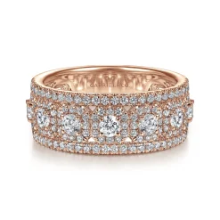 New Gabriel & Co. 14K Rose Gold Wide Diamond Anniversary Band - 1.05 ct