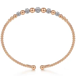 Discount Gabriel & Co. 14K Rose-White Gold Bujukan Diamond Stations Bangle