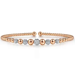 Discount Gabriel & Co. 14K Rose-White Gold Bujukan Diamond Stations Bangle