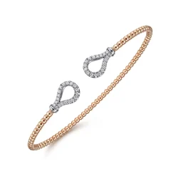 Gabriel & Co. 14K Rose-White Gold Bujukan Diamond Teardrops Bangle