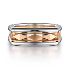 Online Gabriel & Co. 14K Rose-White Gold Faceted Ring in High Polished Finish