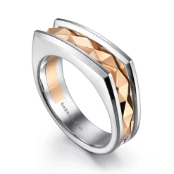Online Gabriel & Co. 14K Rose-White Gold Faceted Ring in High Polished Finish