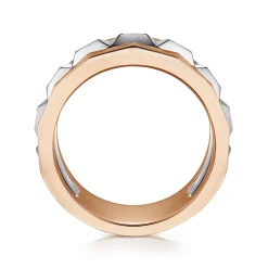 New Gabriel & Co. 14K Rose-White Gold Wide Faceted Ring in High Polished Finish