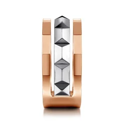 New Gabriel & Co. 14K Rose-White Gold Wide Faceted Ring in High Polished Finish