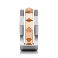 Online Gabriel & Co. 14K Rose-White Gold Wide Faceted Ring in High Polished Finish
