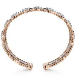Online Gabriel & Co. 14K White and Rose Gold #6.25 Baguettes Shape Bujukan Bangle With 3 Rolls