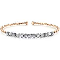 Hot Gabriel & Co. 14K White and Rose Gold Diamond Bangle