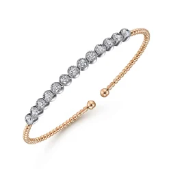 Hot Gabriel & Co. 14K White and Rose Gold Diamond Bangle