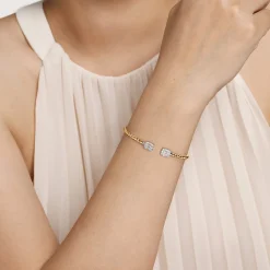 Outlet Gabriel & Co. 14K White and Yellow Gold Baguette and Round Rectangular Bujukan Bangle