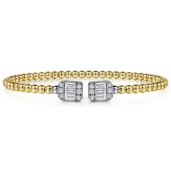 Outlet Gabriel & Co. 14K White and Yellow Gold Baguette and Round Rectangular Bujukan Bangle