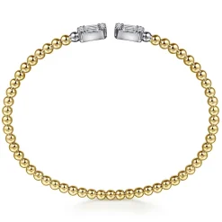 Outlet Gabriel & Co. 14K White and Yellow Gold Baguette and Round Rectangular Bujukan Bangle