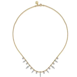 Outlet Gabriel & Co. 14K White and Yellow Gold Bead Chain and Diamond Droplet Necklace