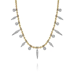 Outlet Gabriel & Co. 14K White and Yellow Gold Bead Chain and Diamond Droplet Necklace