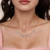 Clearance Gabriel & Co. 14K White and Yellow Gold Bead Chain Diamond and Blue Topaz Droplet Necklace