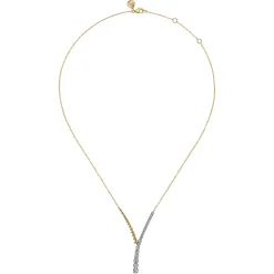 New Gabriel & Co. 14K White and Yellow Gold Bujukan Beads and Diamond Y Necklace