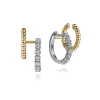 Gabriel & Co. 14K White and Yellow Gold Bujukan and Diamond Stuggies Earrings