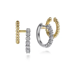 Gabriel & Co. 14K White and Yellow Gold Bujukan and Diamond Stuggies Earrings
