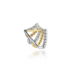New Gabriel & Co. 14K White and Yellow Gold Bujukan Diamond Huggie Earrings