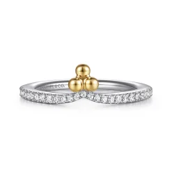 Discount Gabriel & Co. 14K White and Yellow Gold Bujukan Clover And Diamond Smart Ring Enhancer