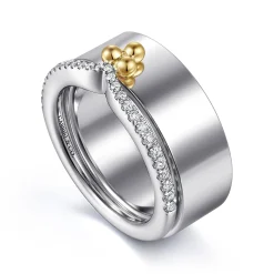 Discount Gabriel & Co. 14K White and Yellow Gold Bujukan Clover And Diamond Smart Ring Enhancer