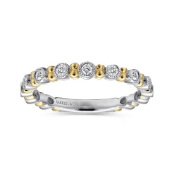 Outlet Gabriel & Co. 14K White and Yellow Gold Bujukan Diamond Stackable Ring