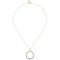 Gabriel & Co. 14K White and Yellow Gold Diamond Bujukan 30mm Drop Necklace