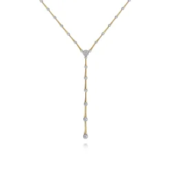 Discount Gabriel & Co. 14K White and Yellow Gold Diamond Y Knots Necklace
