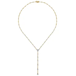 Discount Gabriel & Co. 14K White and Yellow Gold Diamond Y Knots Necklace