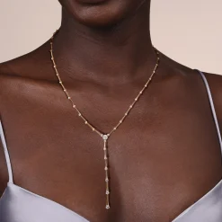 Discount Gabriel & Co. 14K White and Yellow Gold Diamond Y Knots Necklace