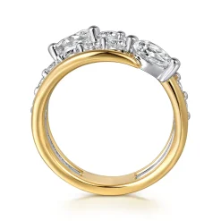 Outlet Gabriel & Co. 18K White and Yellow Gold Diamond Bypass Ladies Ring