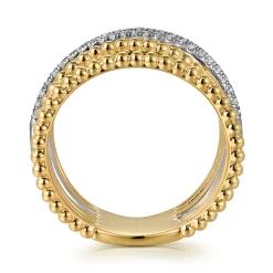 Gabriel & Co. 14K White and Yellow Gold Diamond Bujukan Easy Stackable Ladies Ring