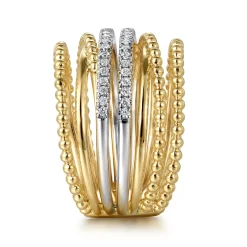 Gabriel & Co. 14K White and Yellow Gold Diamond Bujukan Easy Stackable Ladies Ring