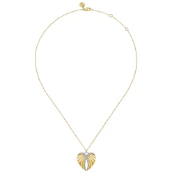 New Gabriel & Co. 14K White and Yellow Gold Diamond Heart Angel Wing Pendant Necklace