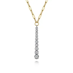 Outlet Gabriel & Co. 14K White and Yellow Gold Diamond Vertical Bar Link Necklace